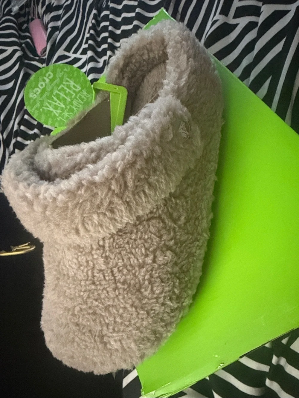 CROCS Kids Classic Cozy Lined Slipper in Taupe